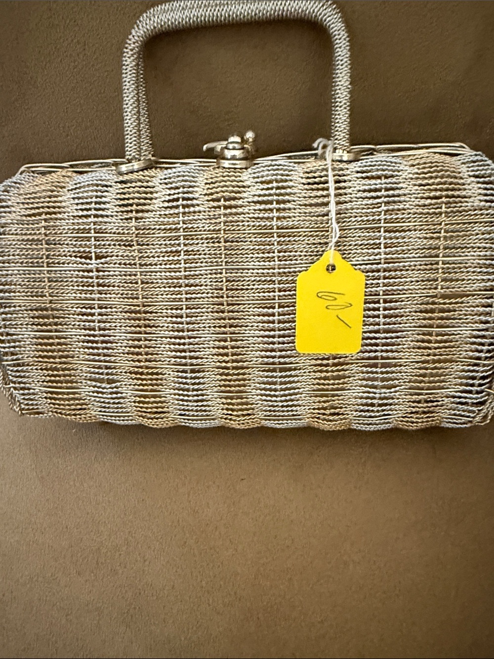 Woven Metallic Silver Evening Handbag